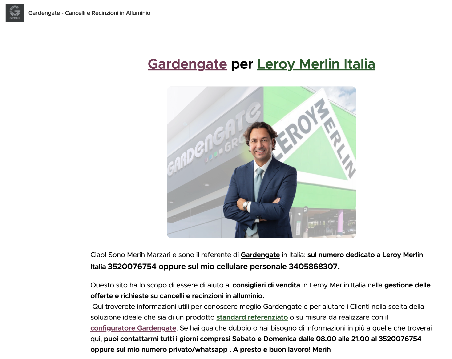 www.gardengatelm.it - per Formazione per Consiglieri di Vendita Leroy Merlin 