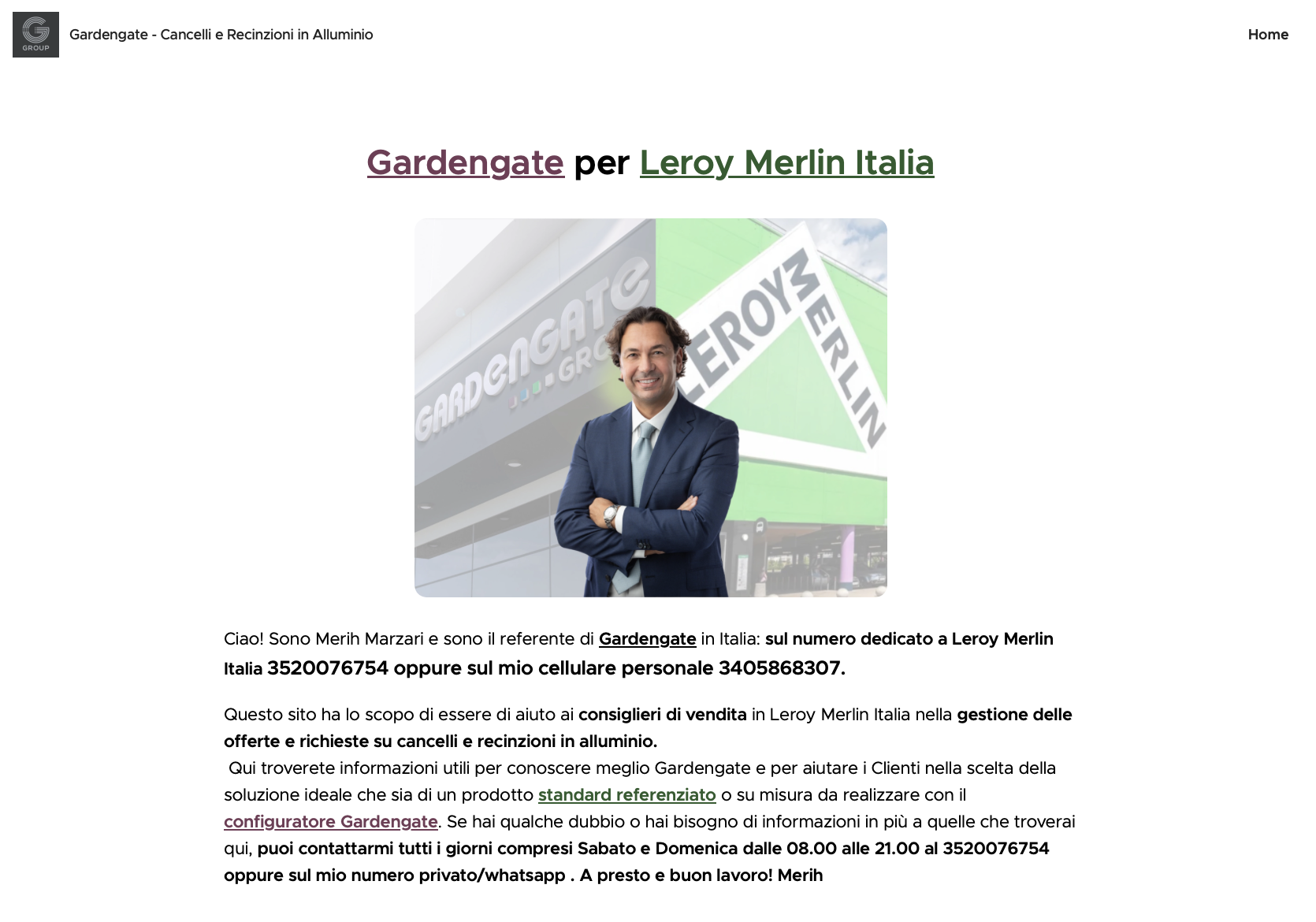 www.gardengatelm.it - per Clienti finali - Sito B2C per Leroy Merlin Italia